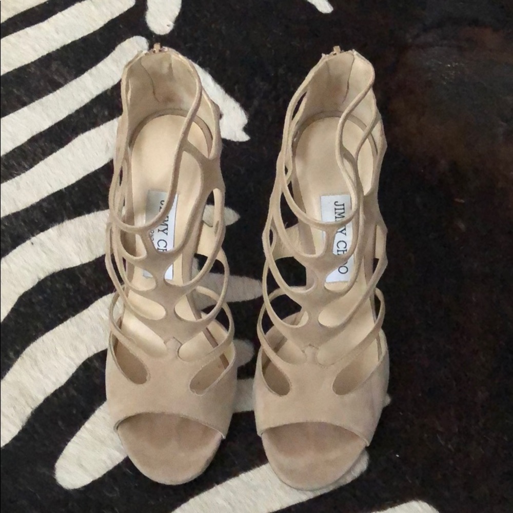 Jimmy Choo sand color suede sandals